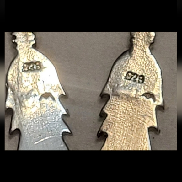 Vintage Navajo Sterling & Black Hills Gold Heart & Feather Earrings - Picture 7 of 7